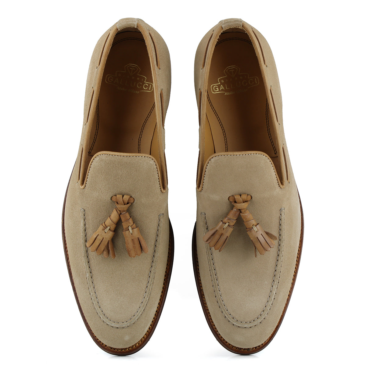 701 Enzo Tassels Loafer <br> Suede Leather Milkshake