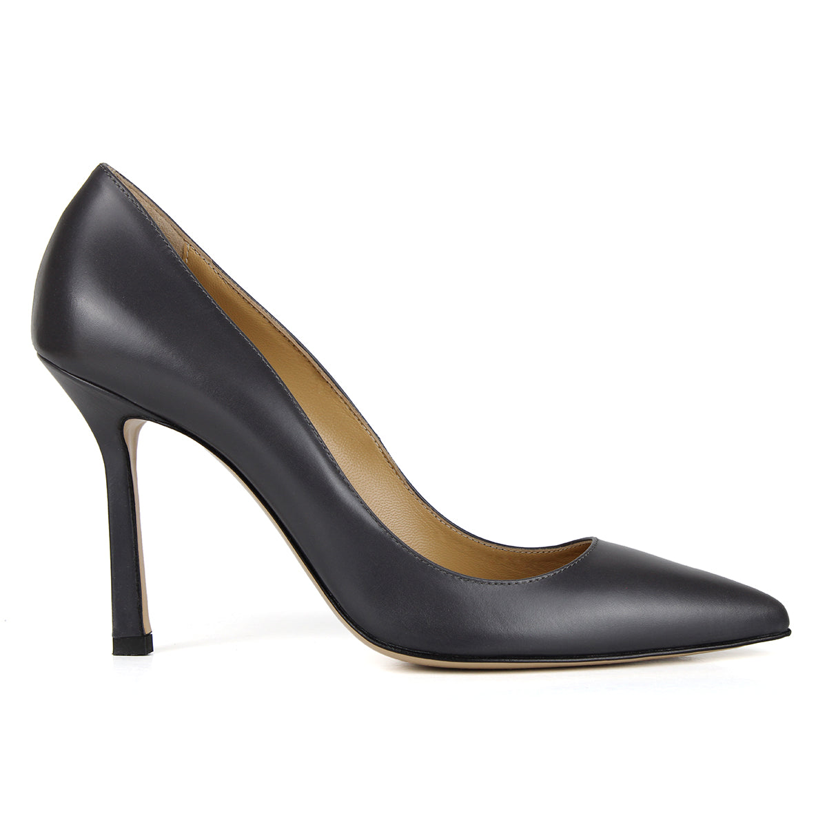 Décolleté in anthracite calfskin