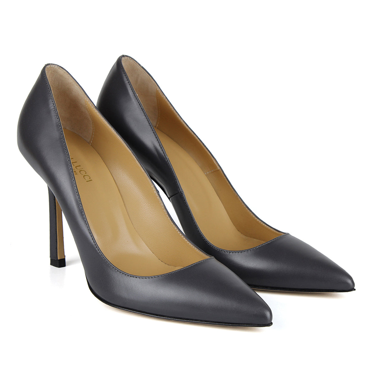 Décolleté in anthracite calfskin