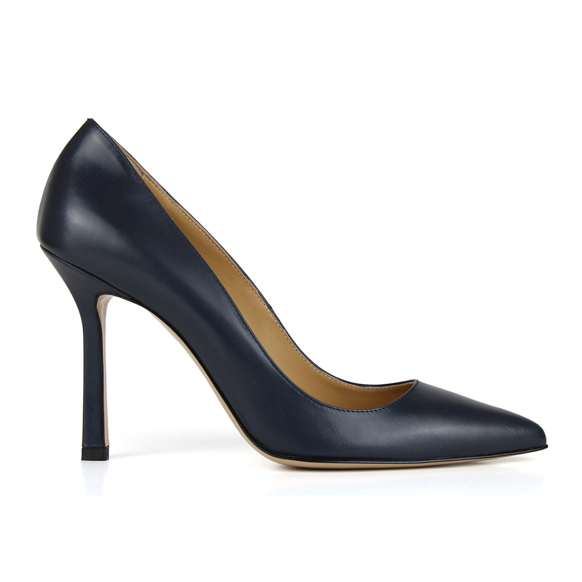 Décolleté in blue calfskin