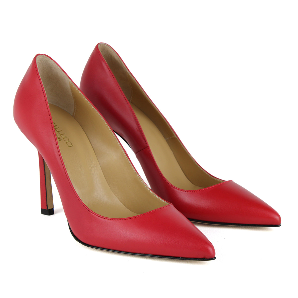 Décolleté in red calfskin