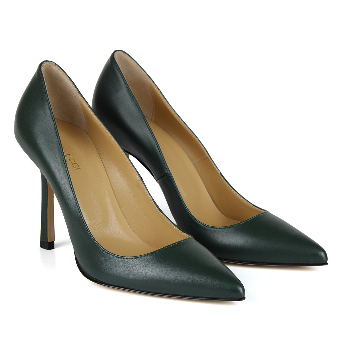 Décolleté in green calfskin