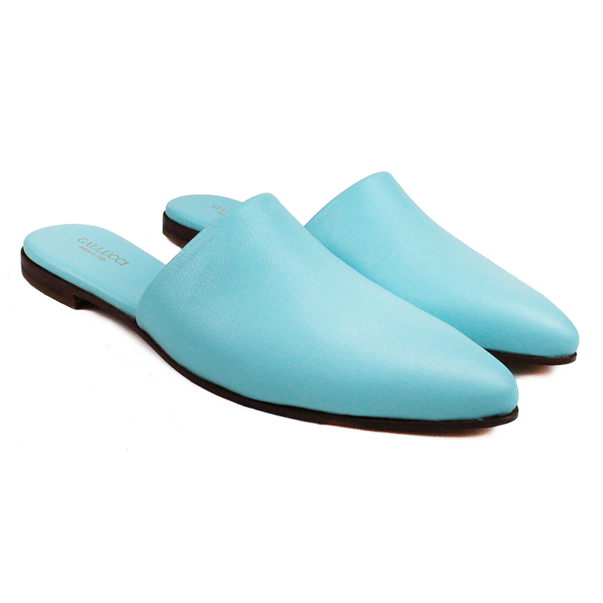 Sabot in light blue leather