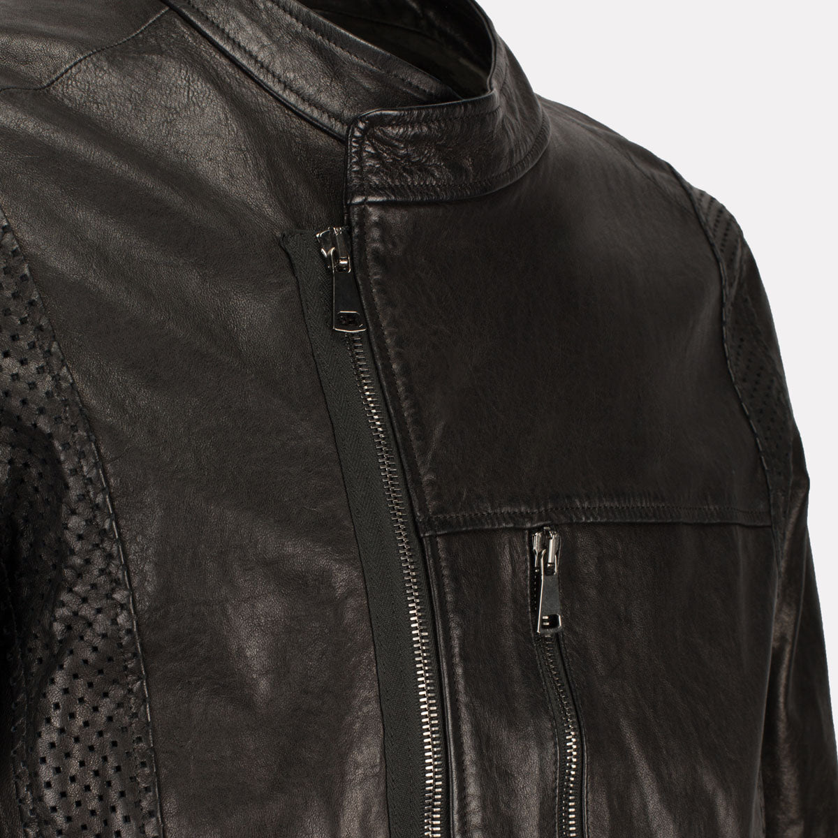 Leather Jacket BIKER in Black